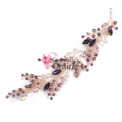 Accesoriu elegant pentru decor par AP012II Auriu cu cristale Purple si Pink + 2 agrafe